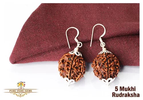 5 Mukhi natural rudraksha tops in silver — image 1