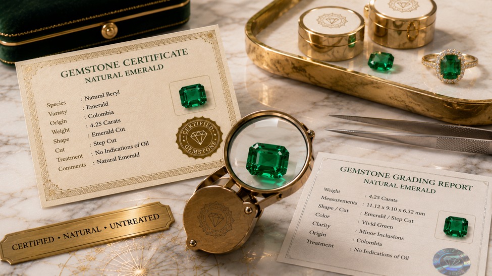 certified natural untreated emerald