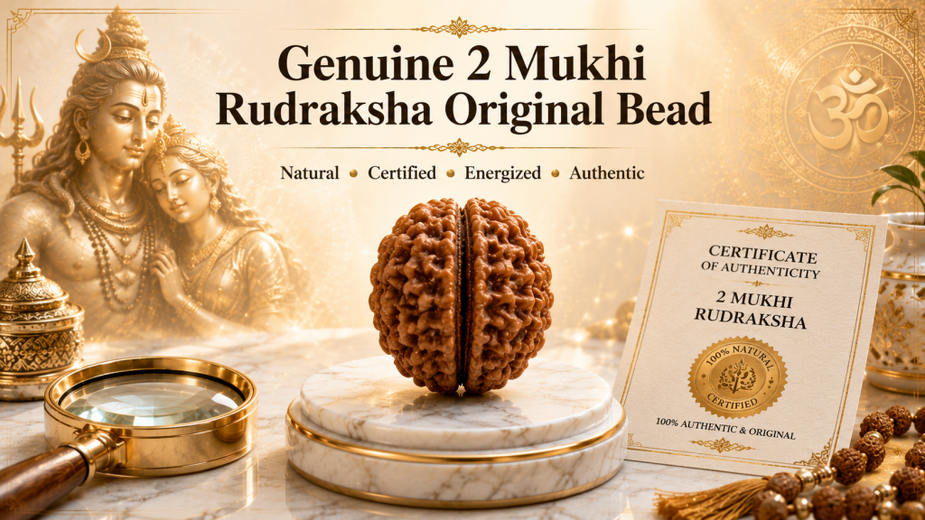 genuine 2 mukhi rudraksha bead