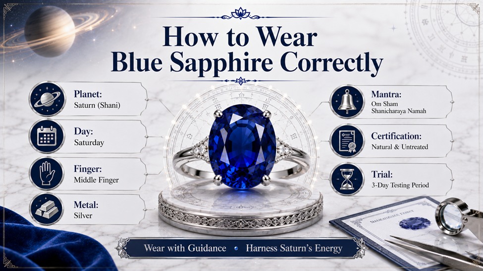 how to wear blue sapphire correctly