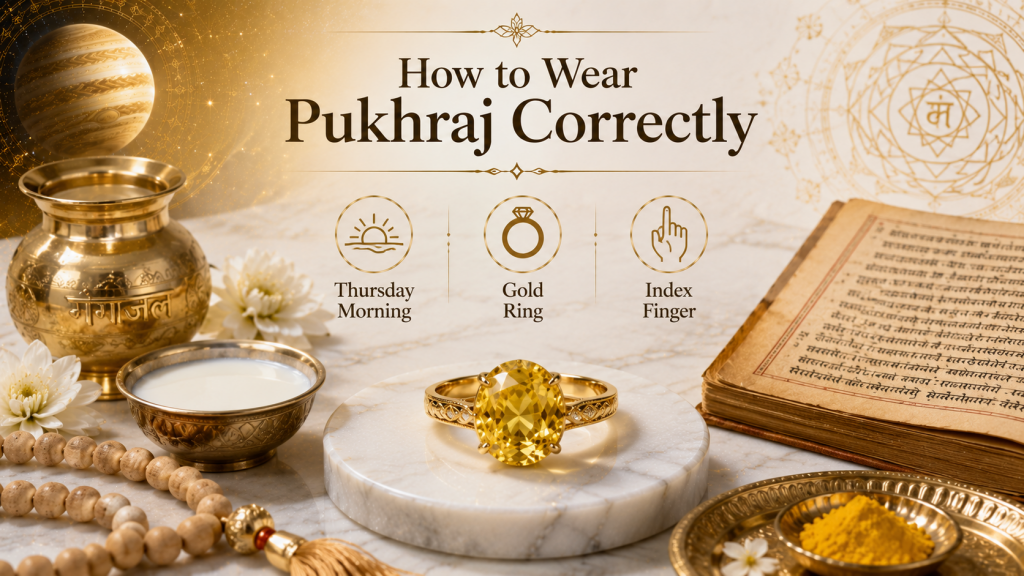 how to wear pukhraj correctly