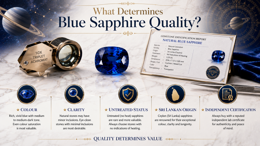 what determines blue sapphire quality